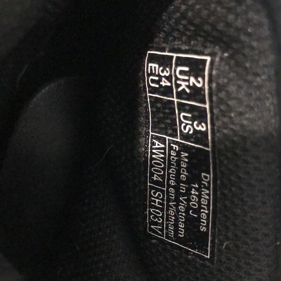 Dr. Martens Youth 1460 Ankle Zip Lace Up Black Leather Boots Size 3 - Picture 5 of 9